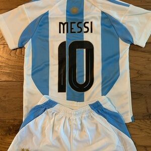 Extra Small Kids Messi Argentina Soccer Jersey Kit Soze 22 5-6T Hot Seller